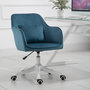 Voir la diapositive 2 : HOMCOM Chaise de bureau velours fauteuil bureau massant coussin lombaire intégré hauteur réglable pivotante 360° bleu