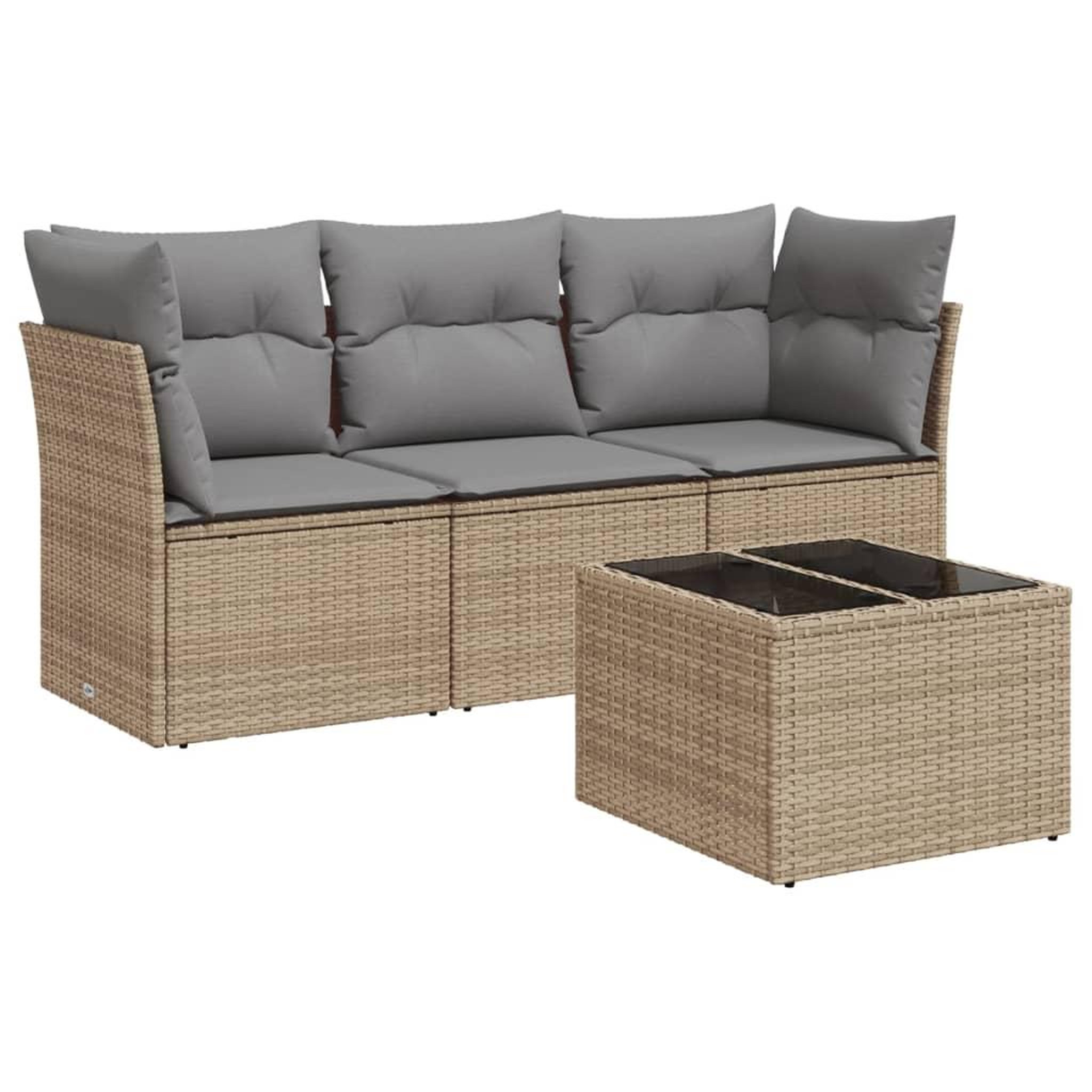 Voir la diapositive 2 : VIDAXL Salon de jardin avec coussins 4 pcs beige resine tressee