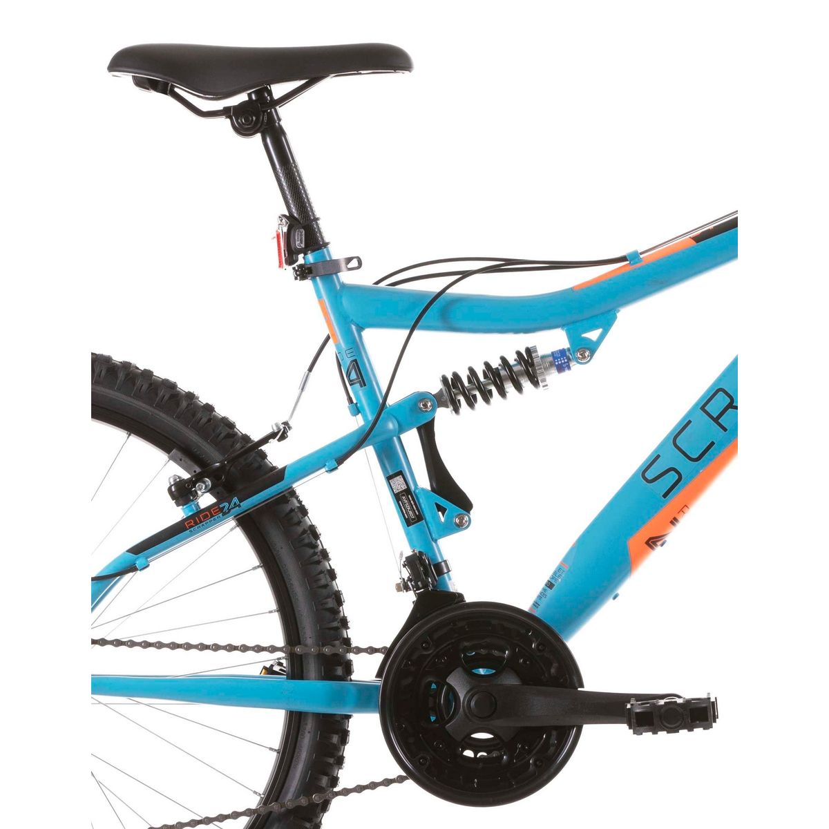 SCRAPPER Vélo enfant (140-160 cm) - VTT 24'' Tout suspendu SCRAPPER - Fourche télescopique - 18 Vitesses - Dérailleur shimano - Frein à disque avant et V-Brake à l'arrière