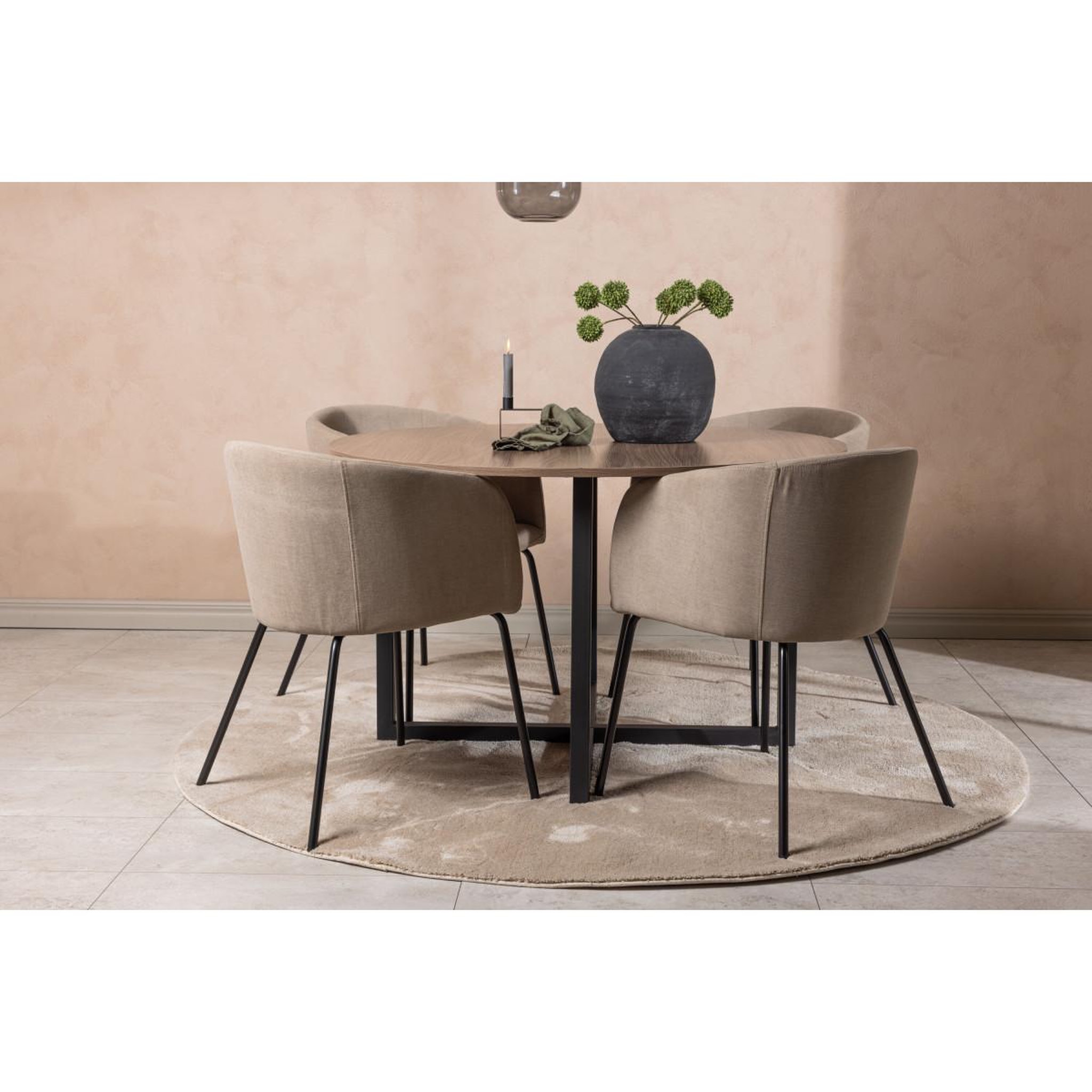 Voir la diapositive 4 : Paris Prix Ensemble table à manger & 4 chaises  durango & berit  120cm noyer & beige