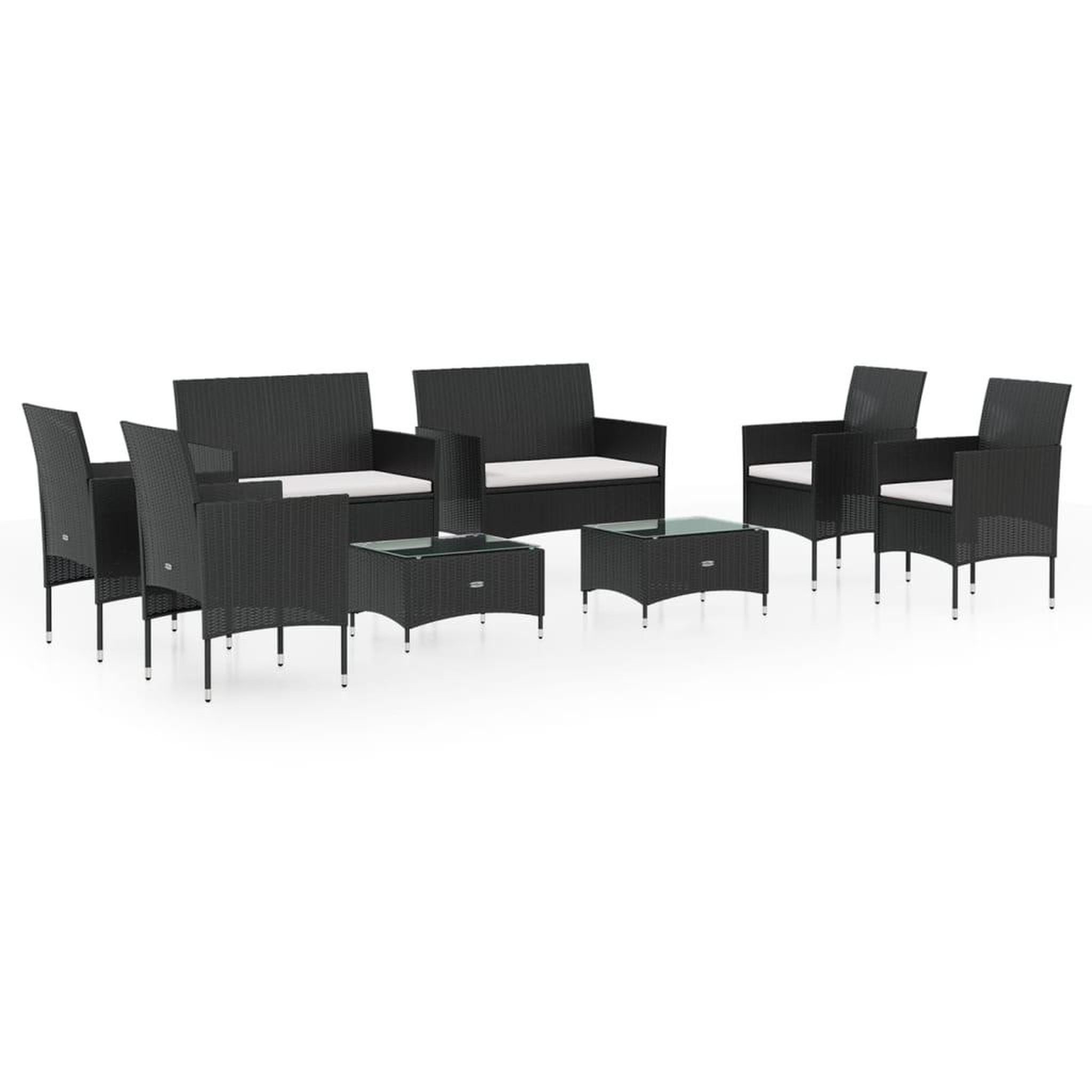 Voir la diapositive 2 : VIDAXL Salon de jardin 8 pcs avec coussins Resine tressee Noir