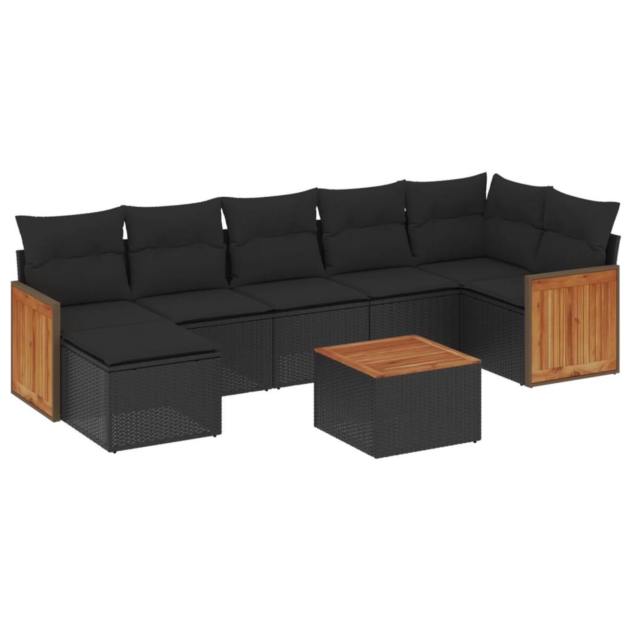 Voir la diapositive 2 : VIDAXL Salon de jardin 8 pcs avec coussins noir resine tressee
