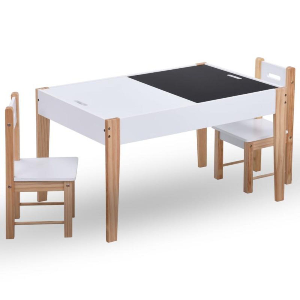 VIDAXL Ensemble de table et chaises pour enfants 3 pcs Noir et blanc