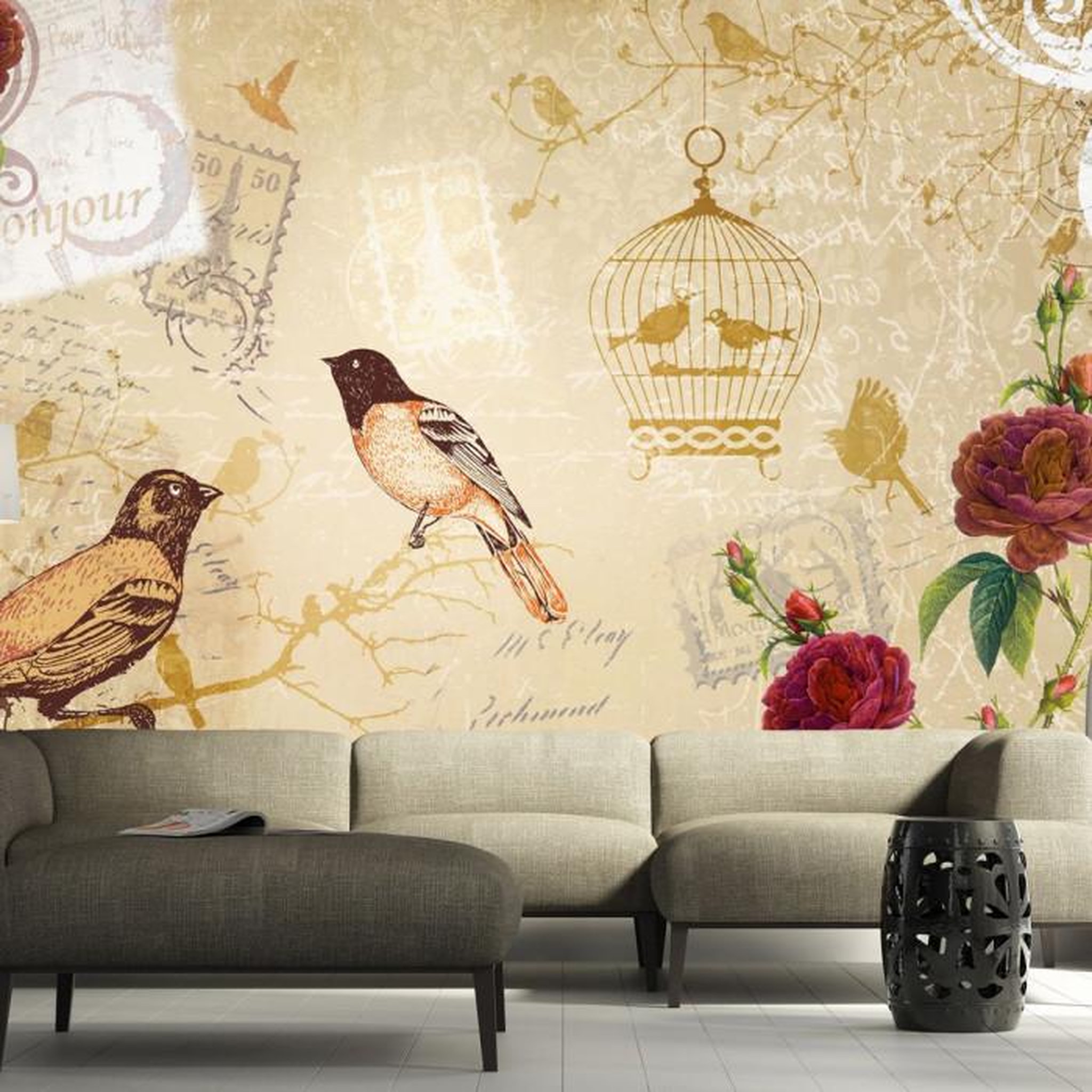 Paris Prix Papier Peint  Bonjour. Coloris disponibles : Multicolore