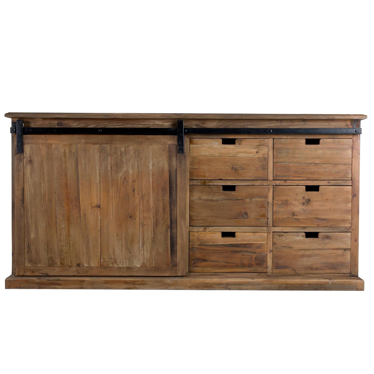 Rendez vous déco Buffet en bois recyclé, 6 tiroirs et 1 porte coulissante-Sari