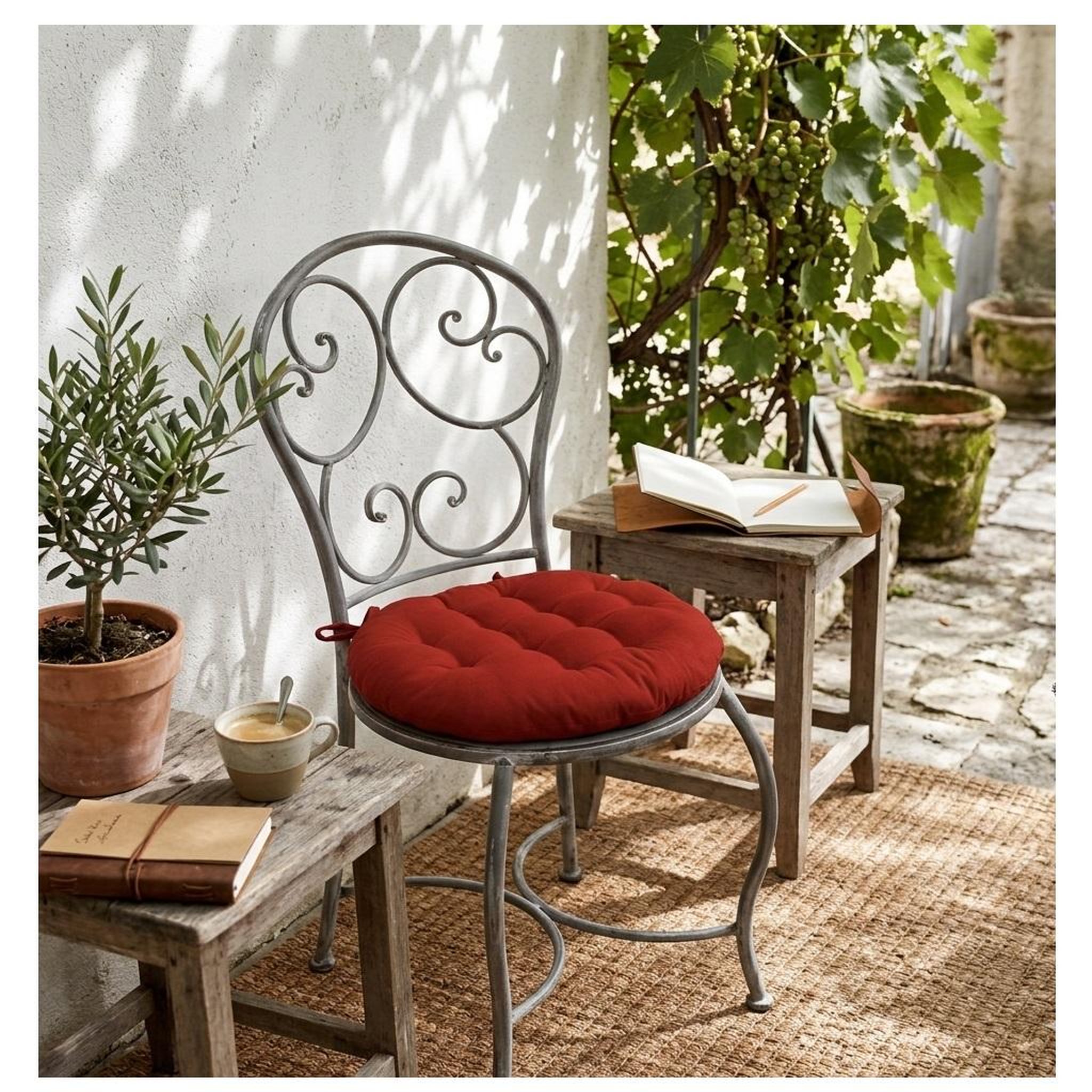 Voir la diapositive 2 : Eden Galette de chaise ronde panama