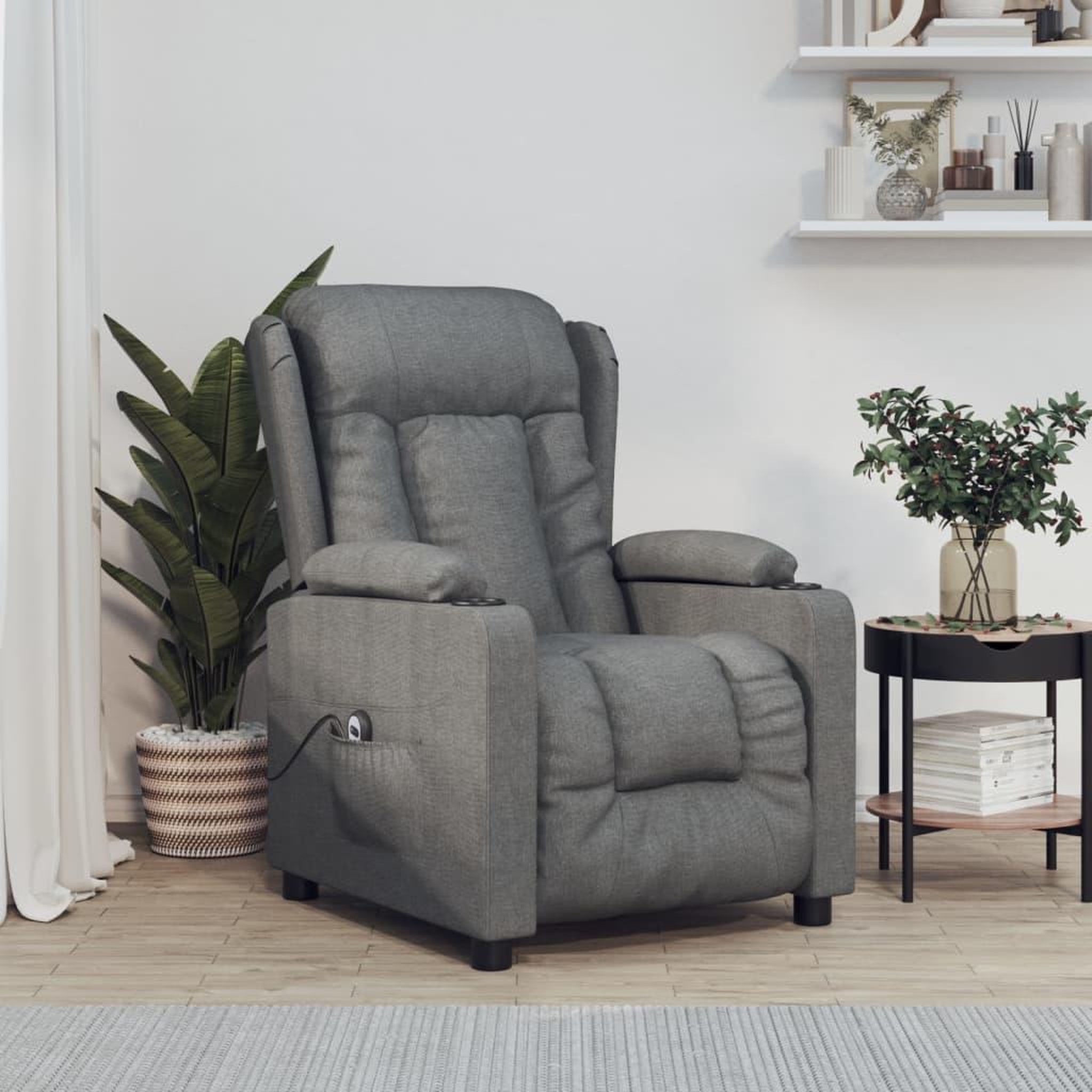 VIDAXL Fauteuil inclinable electrique Gris fonce Tissu
