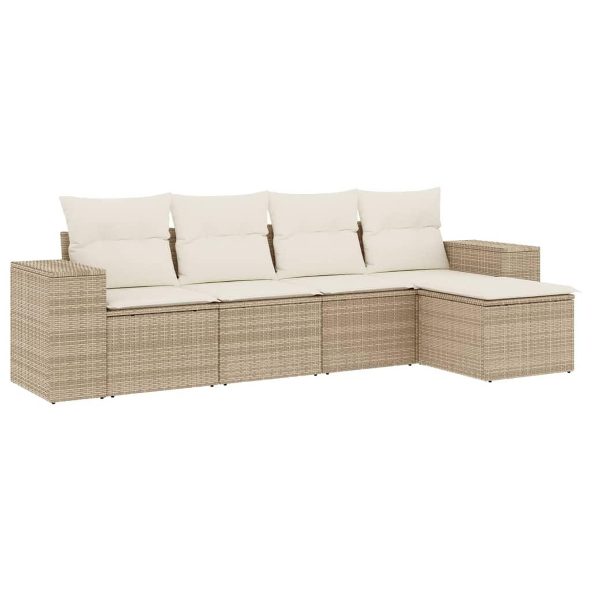 Voir la diapositive 2 : VIDAXL Salon de jardin avec coussins 5 pcs beige resine tressee