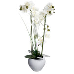 ATMOSPHERA Orchidée artificielle avec vase en céramique blanc - H. 53 cm
