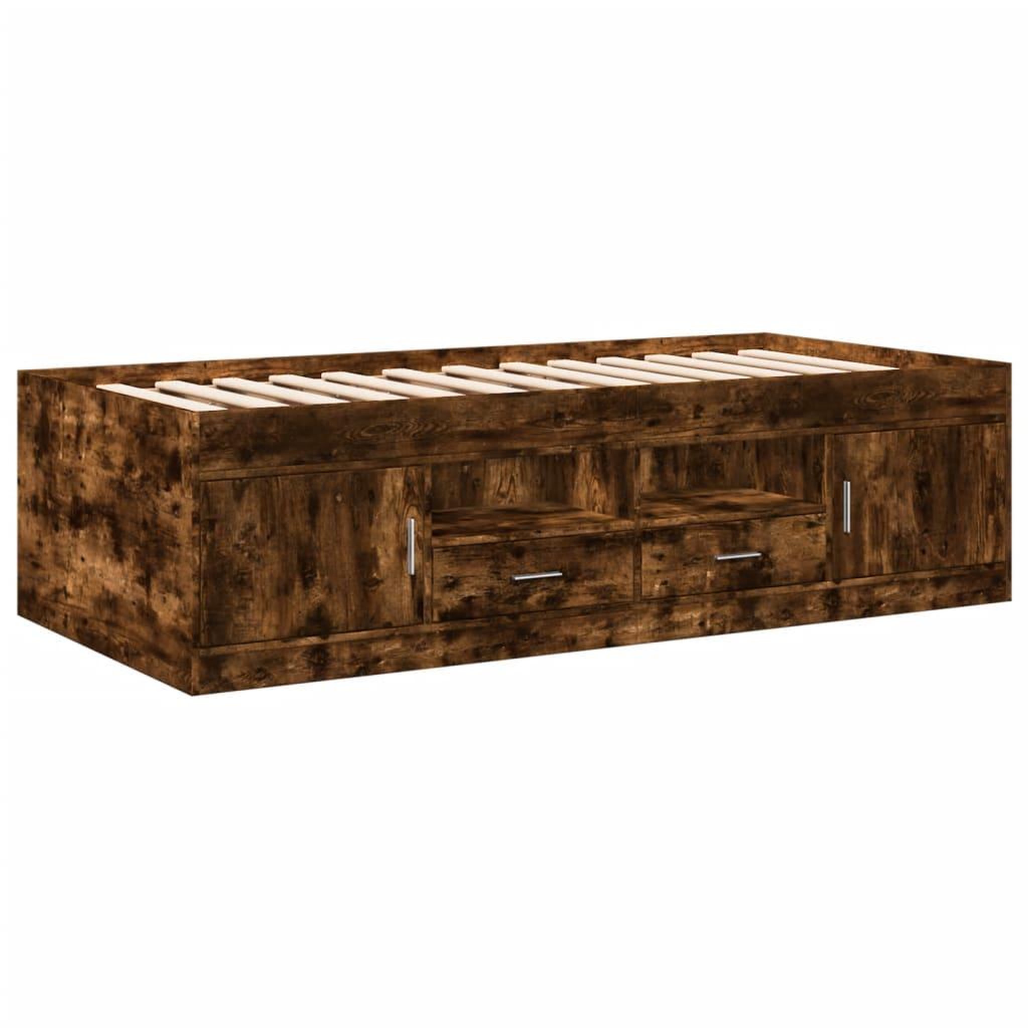 Voir la diapositive 3 : VIDAXL Lit de jour avec tiroirs sans matelas chene fume 75x190 cm