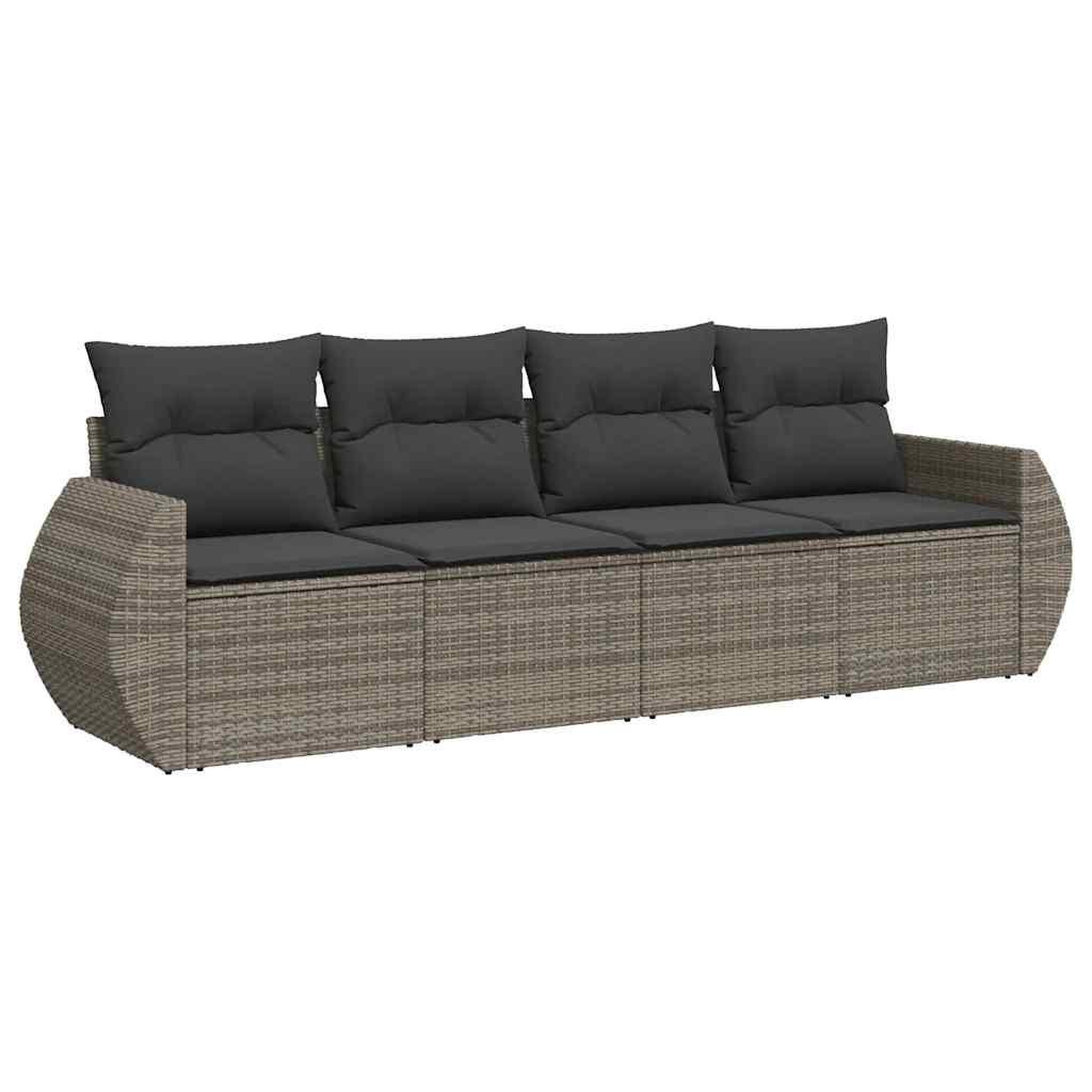 Voir la diapositive 2 : VIDAXL Salon de jardin 4 pcs avec coussins gris resine tressee