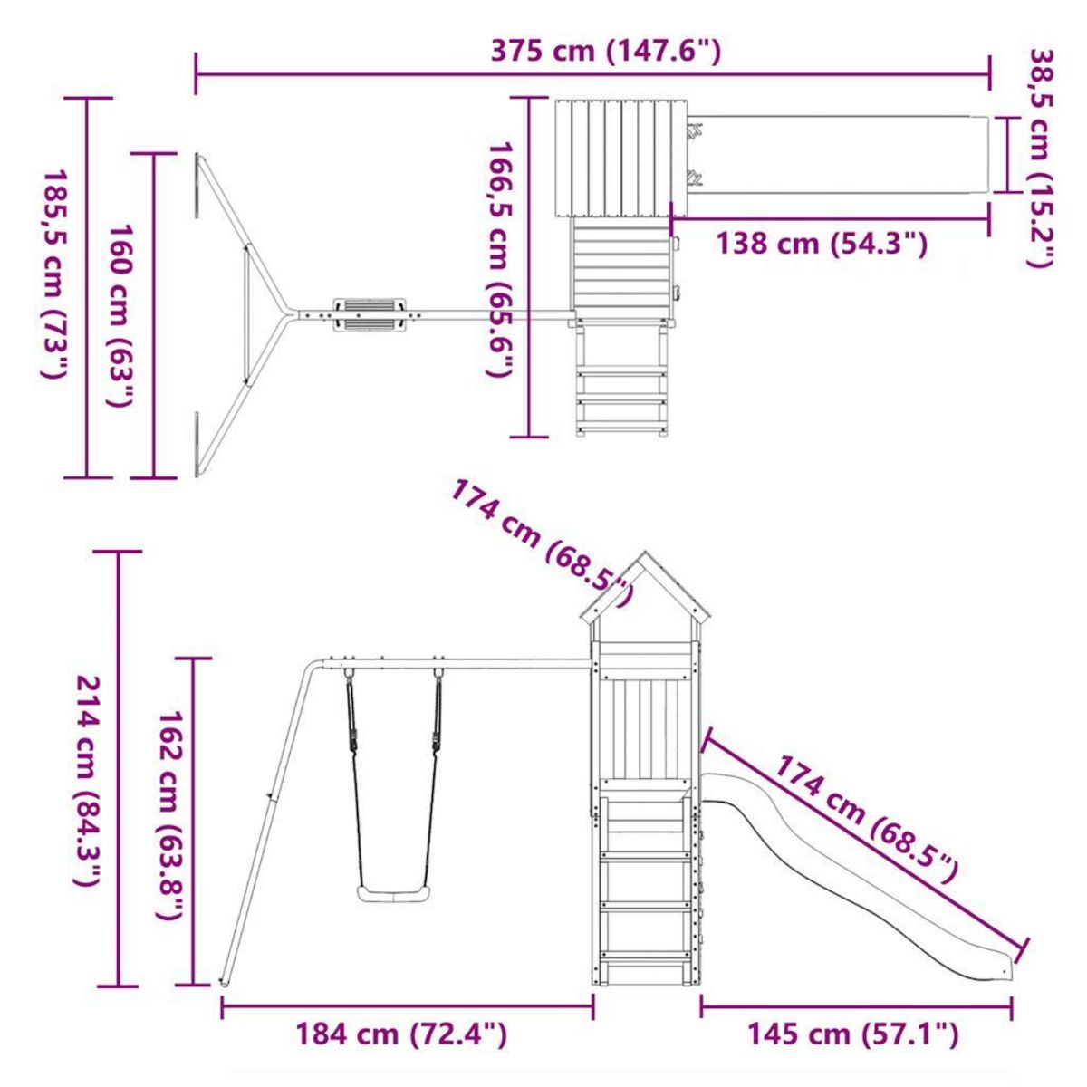 VIDAXL Aire de jeux d'exterieur bois massif de douglas