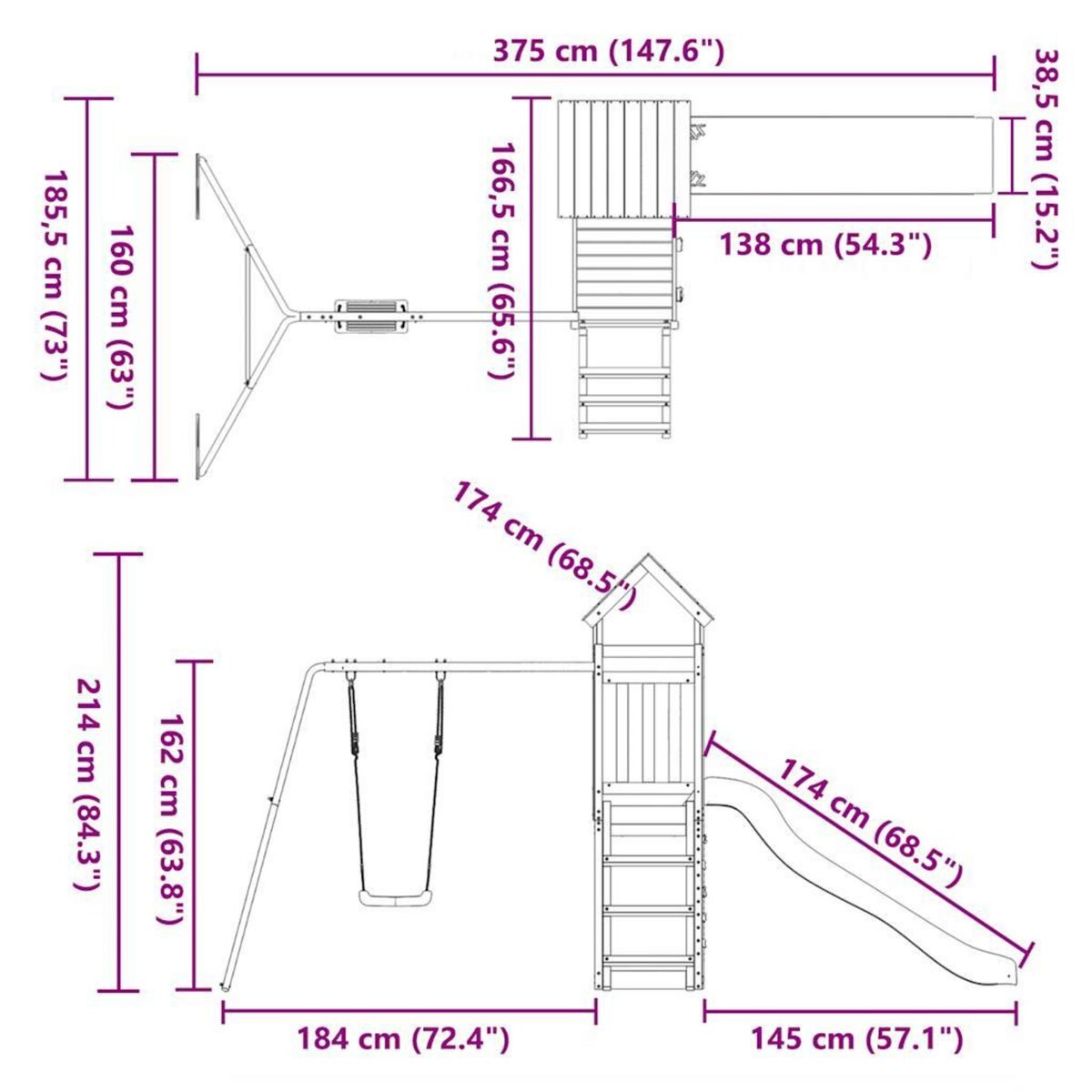 VIDAXL Aire de jeux d'exterieur bois massif de douglas