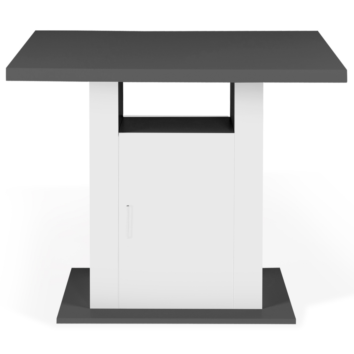 ID MARKET Ilot central UGO 110 cm plateau bois gris et blanc avec rangements