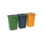Voir la diapositive 1 : DEA HOME Lot de 3 Poubelles de tri Jaune/bleu/Vert 39 x 36 x 54 cm avec Couvercle Capacité 3 X 50L DEA HOME