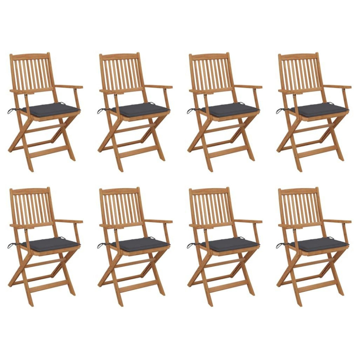 VIDAXL Chaises pliables d'exterieur et coussins lot de 8 Bois d'acacia