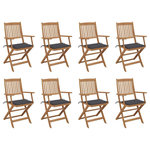 VIDAXL Chaises pliables d'exterieur et coussins lot de 8 Bois d'acacia
