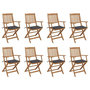 Voir la diapositive 1 : VIDAXL Chaises pliables d'exterieur et coussins lot de 8 Bois d'acacia