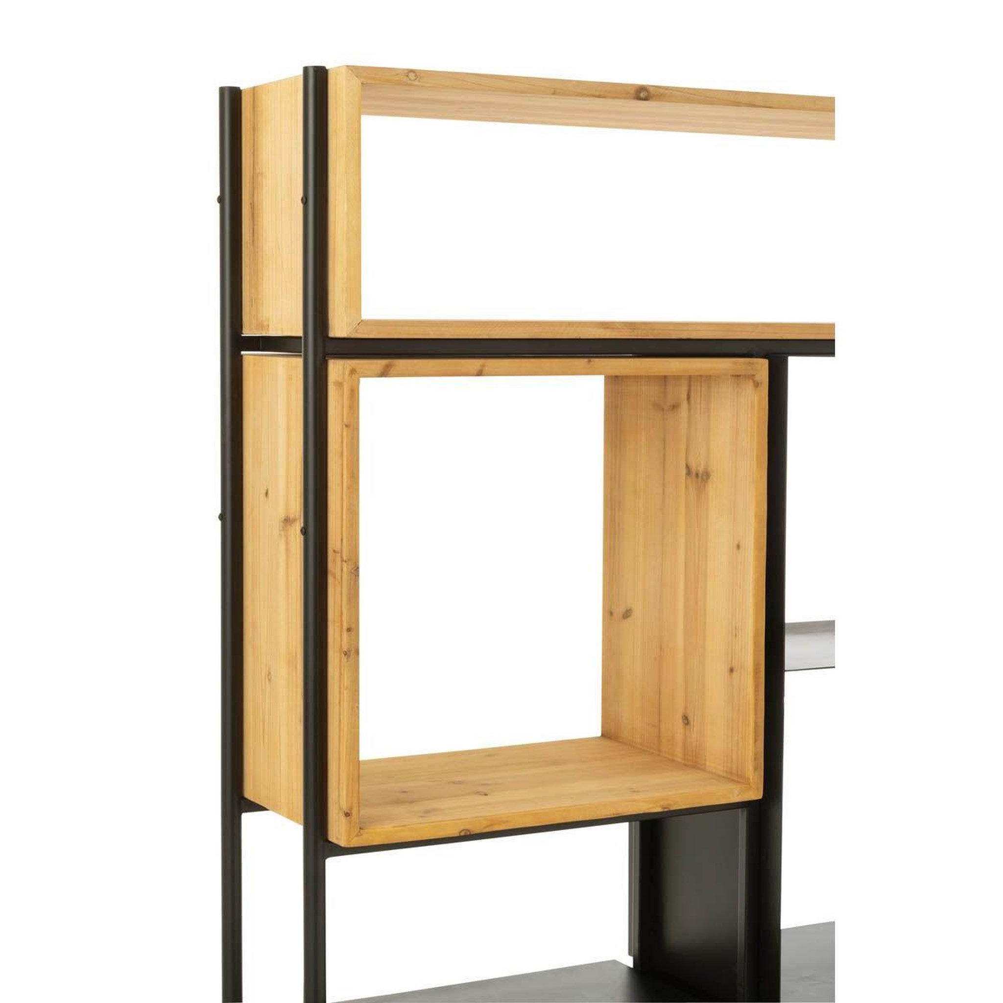 Voir la diapositive 6 : J-LINE Étagère en Bois  Tina  110cm Noir & Naturel