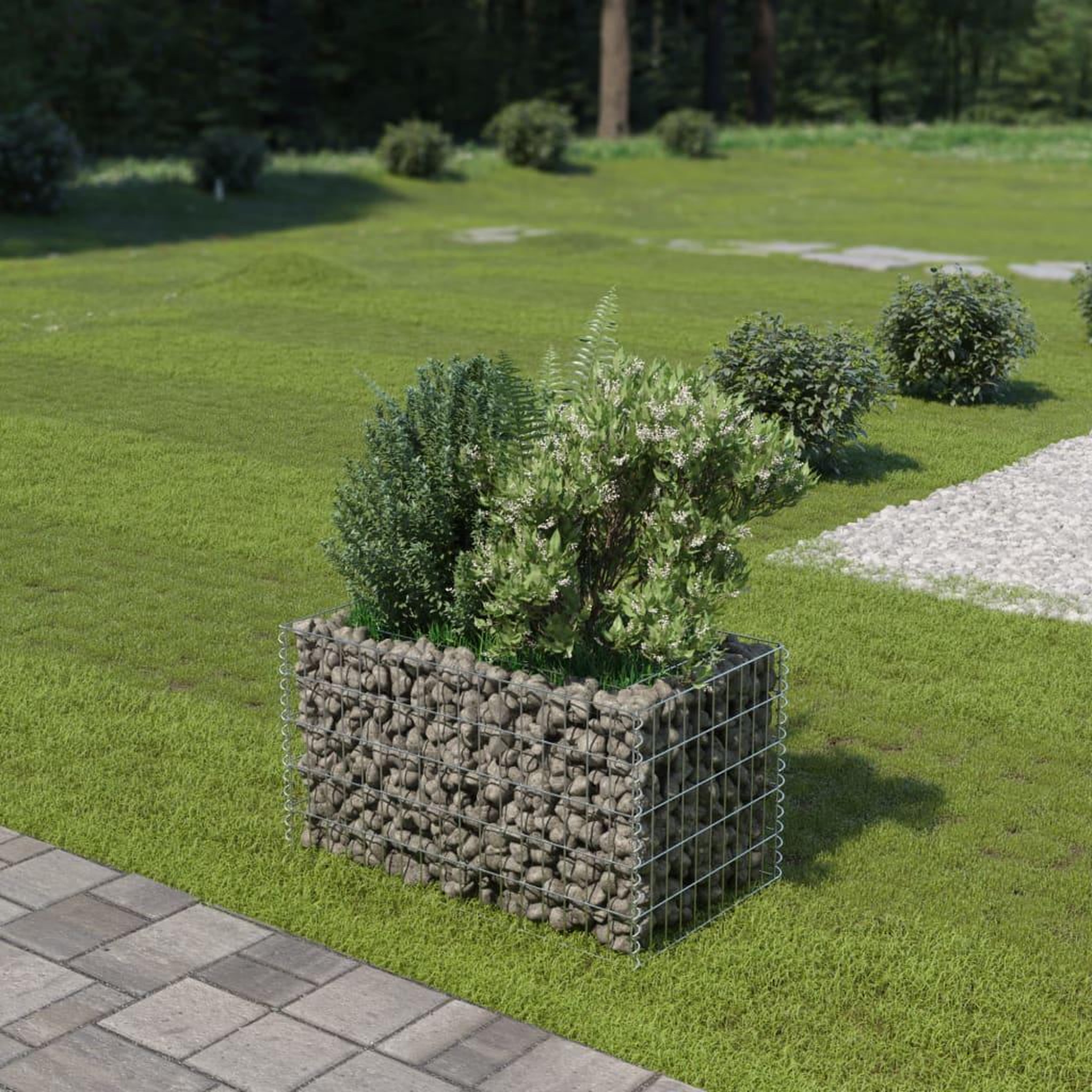 Voir la diapositive 1 : VIDAXL Lit sureleve a gabion Acier galvanise 90x50x50 cm