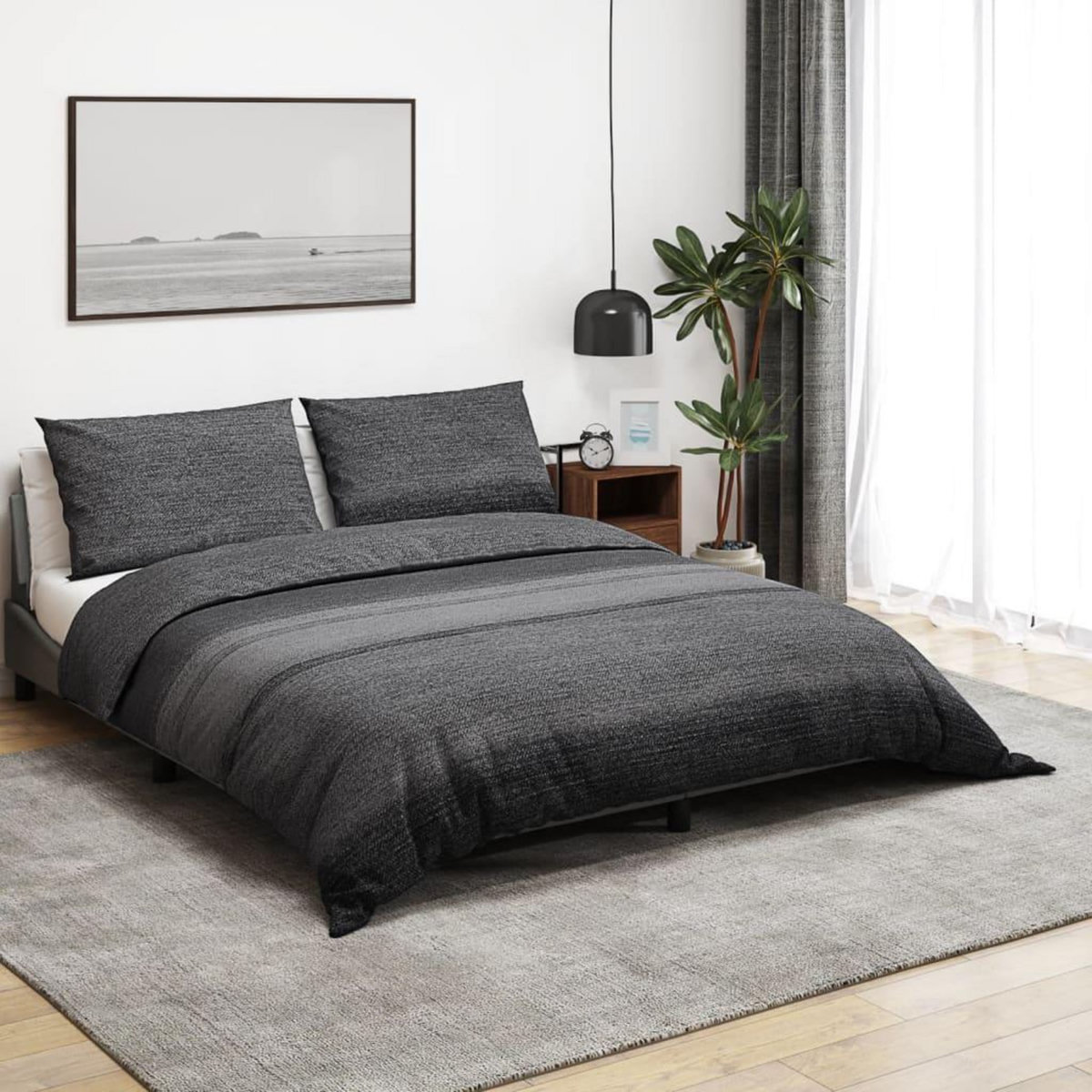 VIDAXL Ensemble de housse de couette gris fonce 200x200 cm Coton