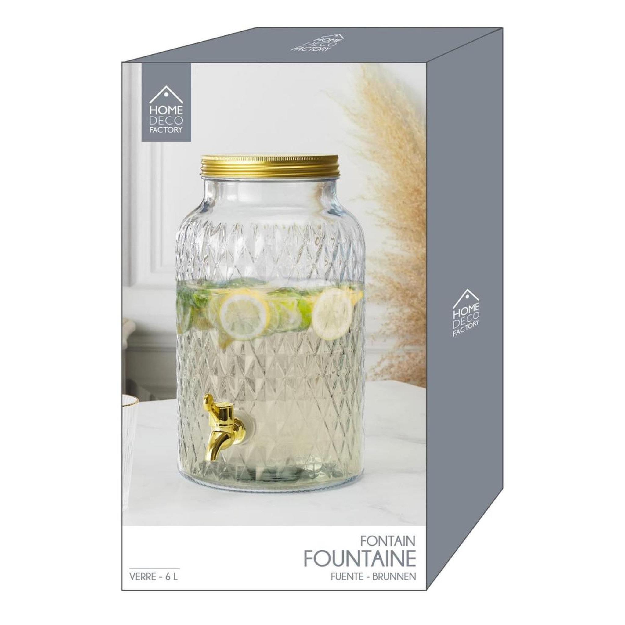 Voir la diapositive 4 : The Home Deco Factory Fontaine à boisson  diamant  6l transparent & or