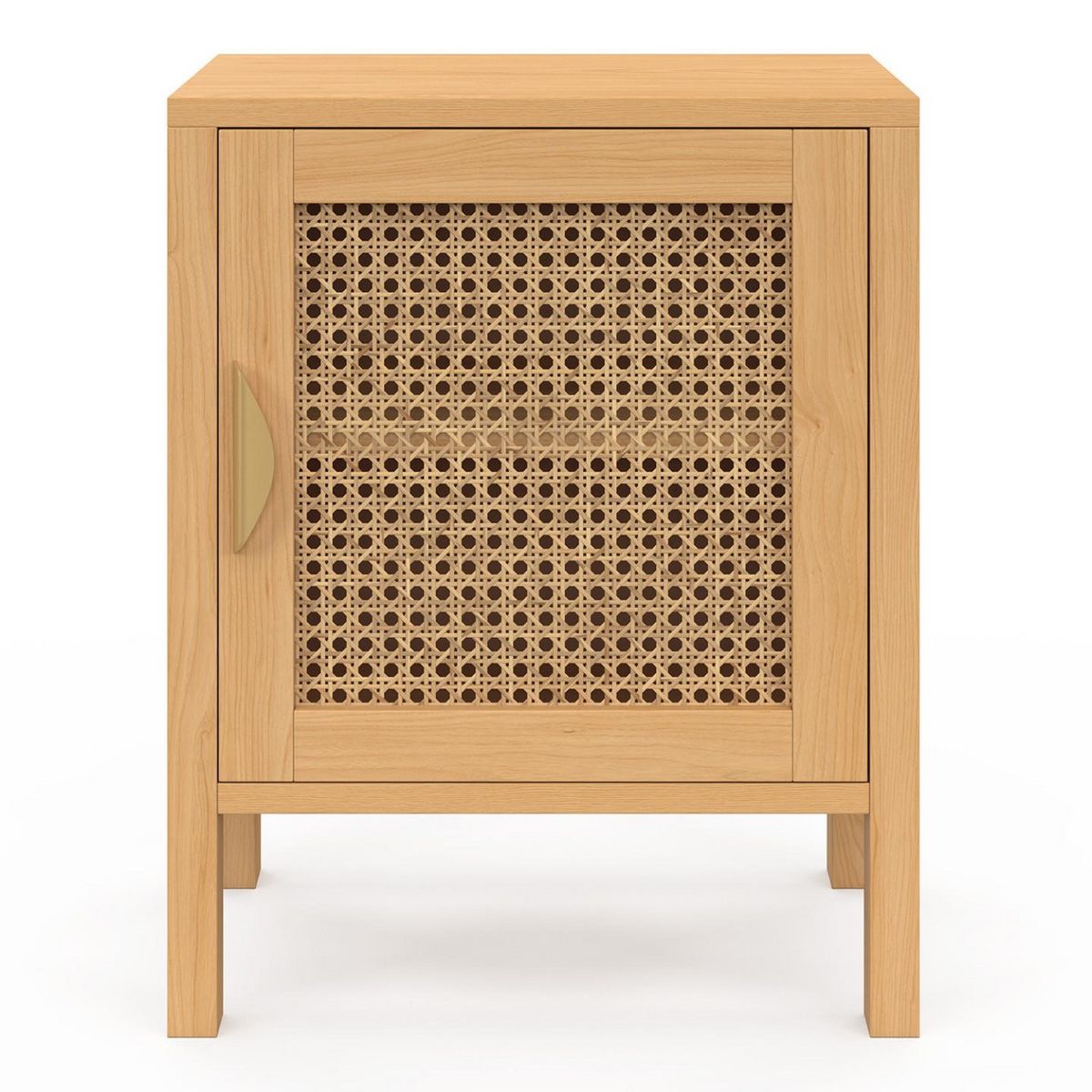 ID MARKET Lot de 2 tables de chevet EDHEN 1 porte cannage et bois