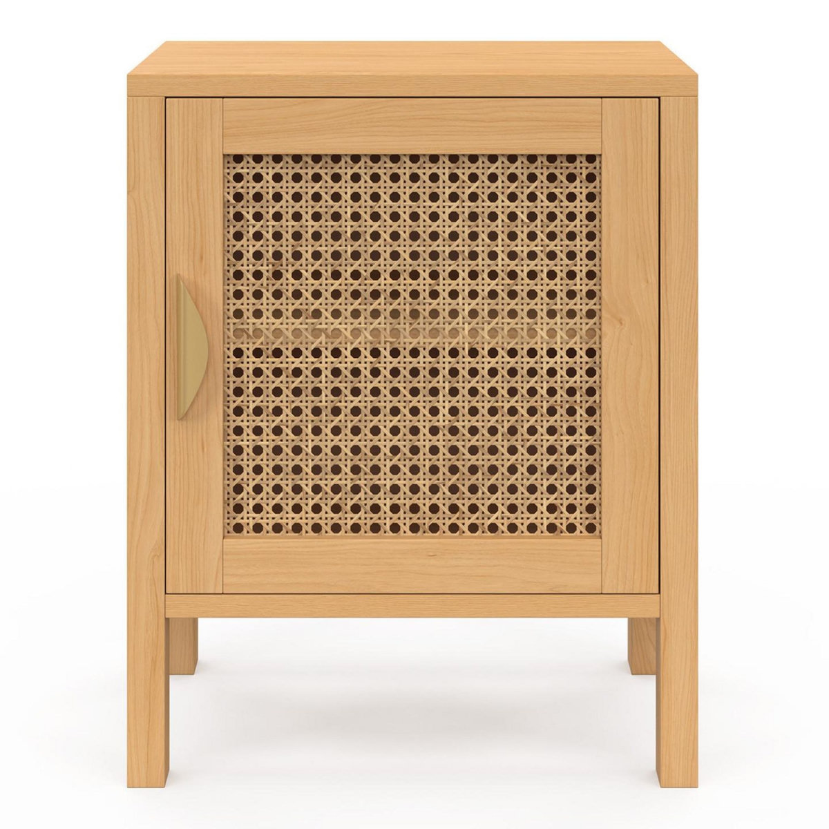 ID MARKET Lot de 2 tables de chevet EDHEN 1 porte cannage et bois