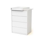 WEBABY Commode 4 tiroirs bois avec plan a langer 50 cm. Coloris disponibles : Blanc