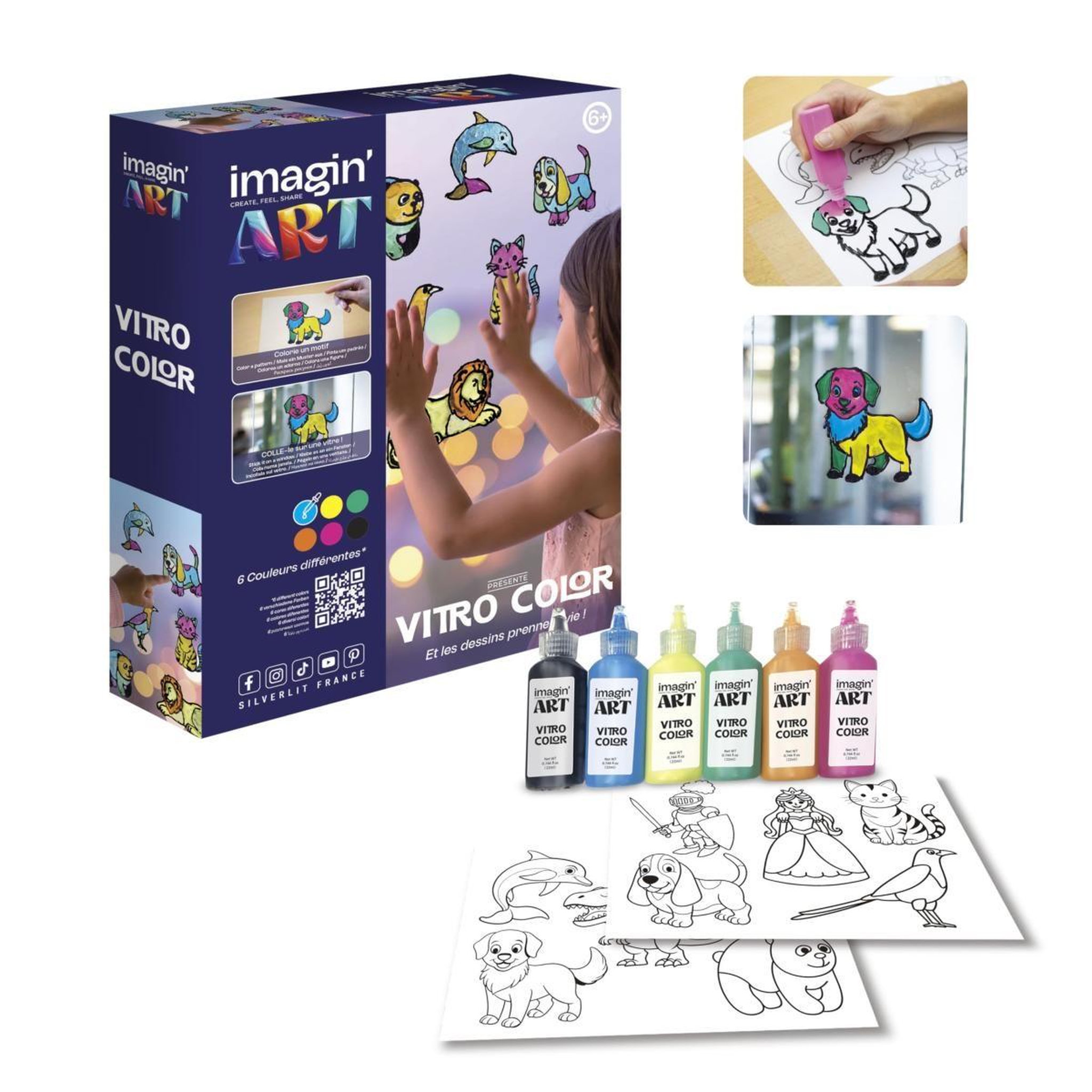 SILVERLIT Imagin'art - vitro color - kit créatif peinture sur vitres