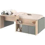 PARISOT Lit combiné enfant 90x190/200 cm JADE - Chene / Vert céladon - Bureau et rangements - PARISOT