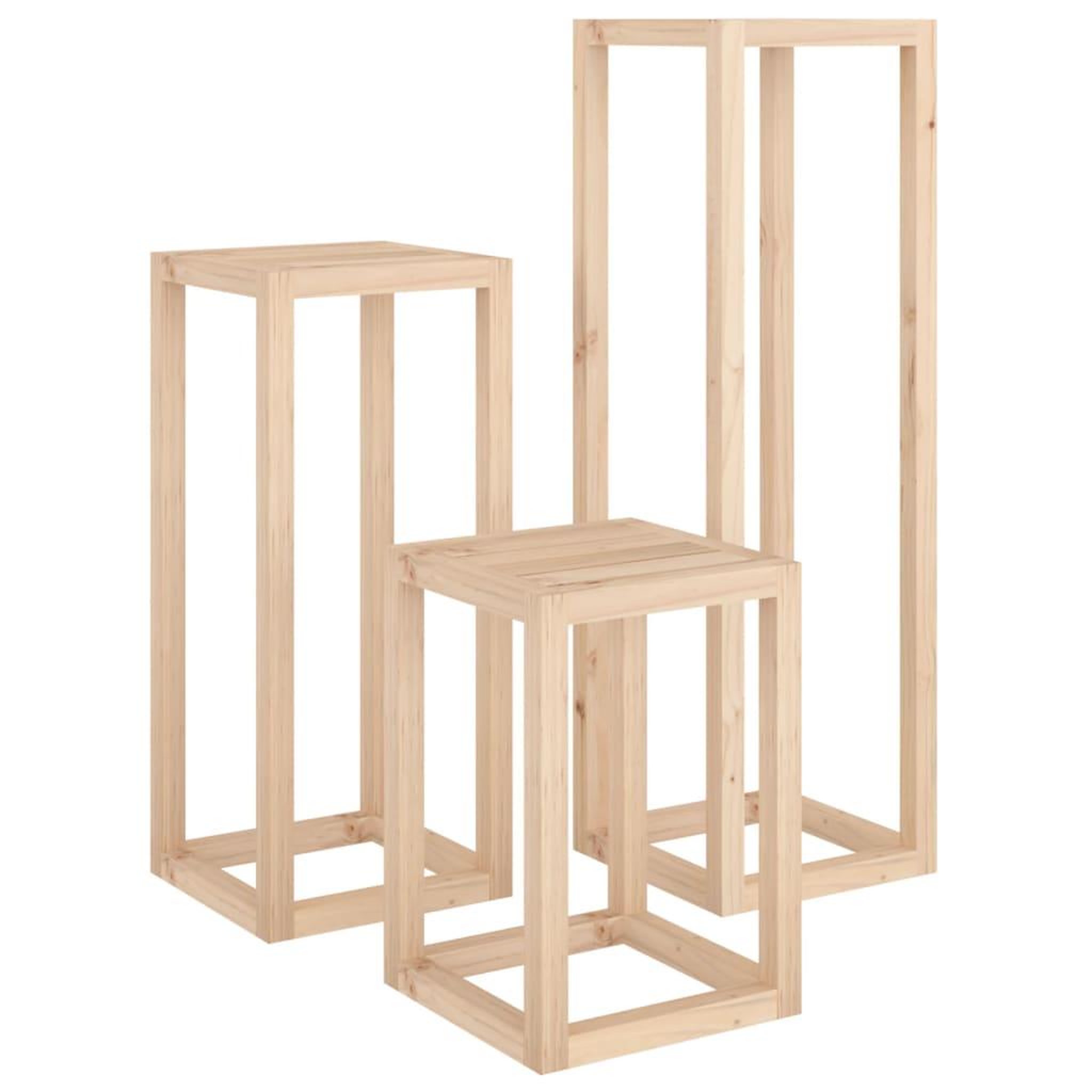 Voir la diapositive 2 : VIDAXL Ensemble de supports pour plantes 3 pcs Bois de pin massif