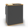 Voir la diapositive 4 : ID MARKET Panier à linge 140 L 2 bacs amovibles bambou RITA tissu gris anthracite