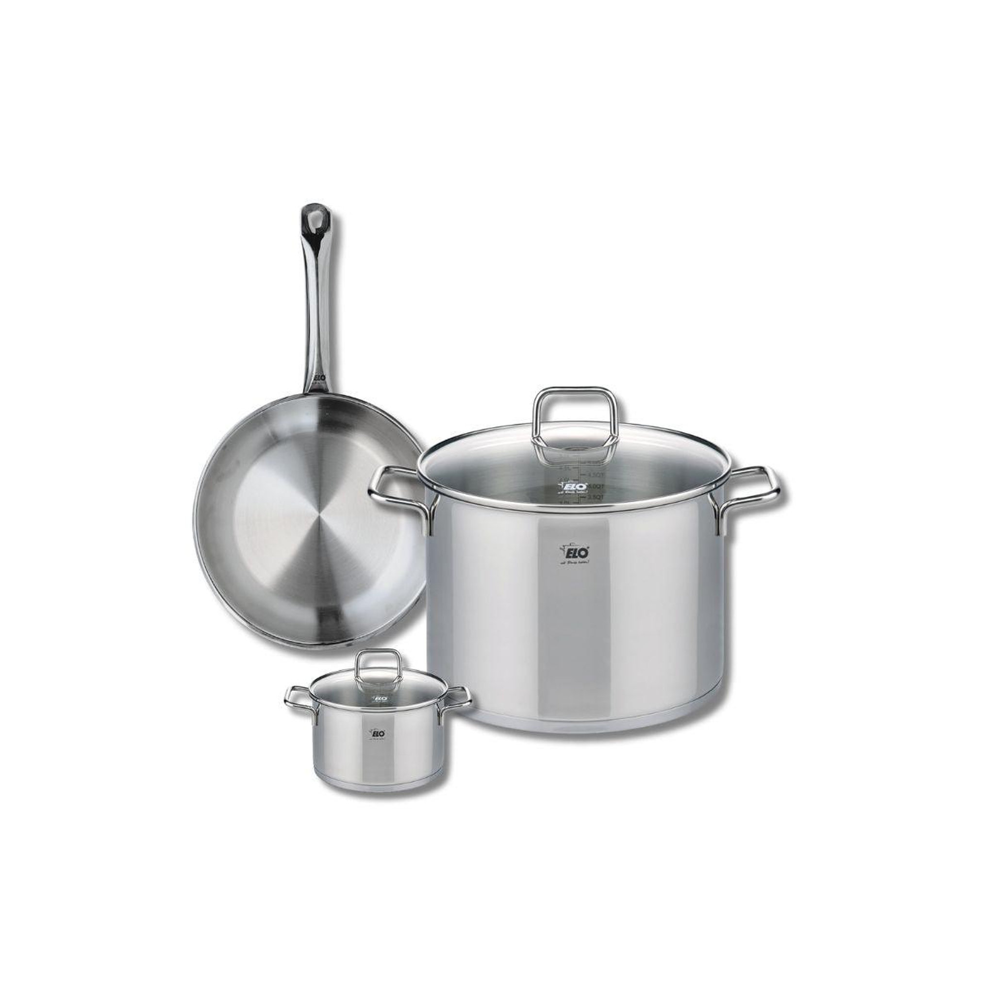 ELO Ensemble de 1 poêle de cuisson 24 cm et 2 faitouts 12 et 26 cm elo profi citrin
