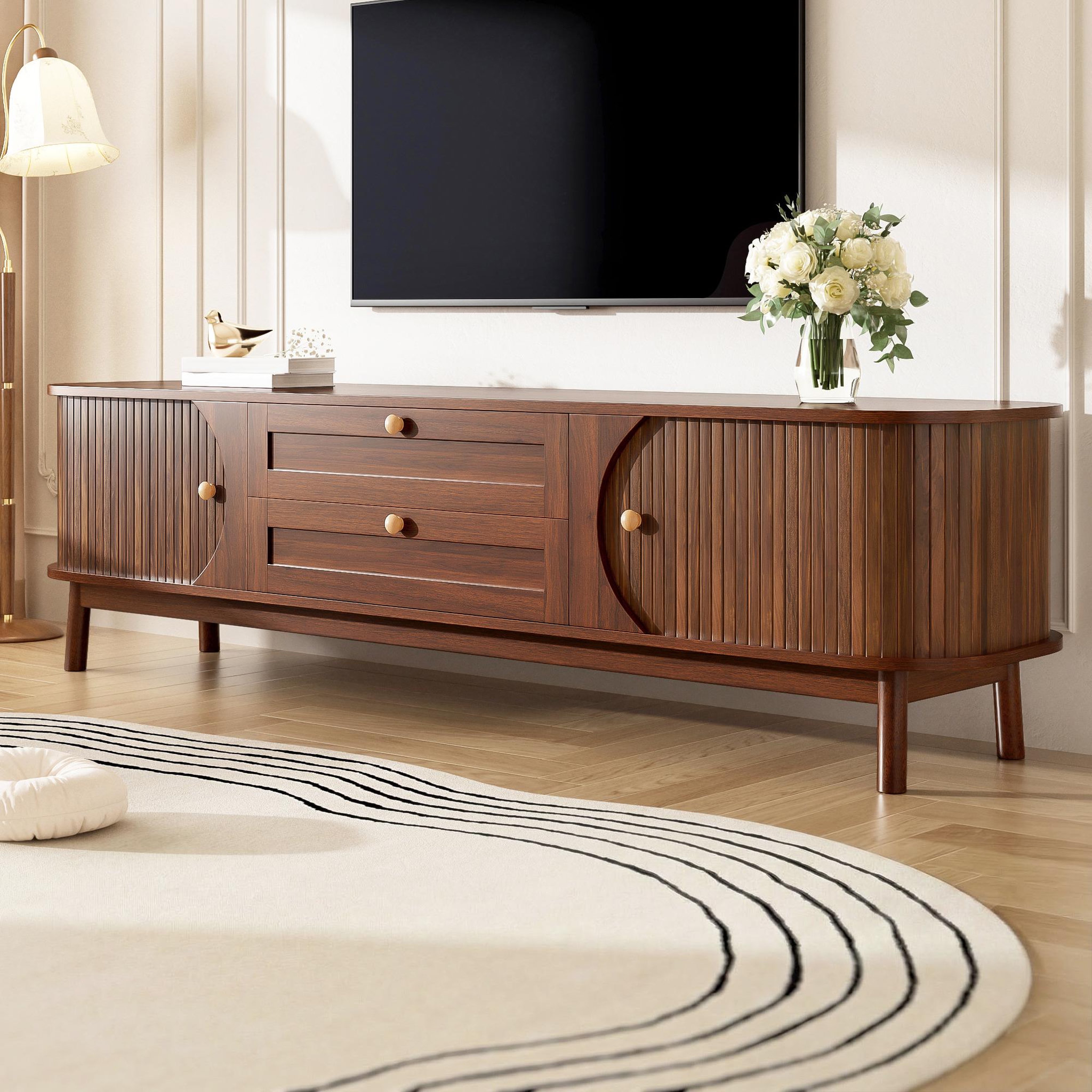 Voir la diapositive 4 : MERAX Meuble tv noyer 170 cm mdf