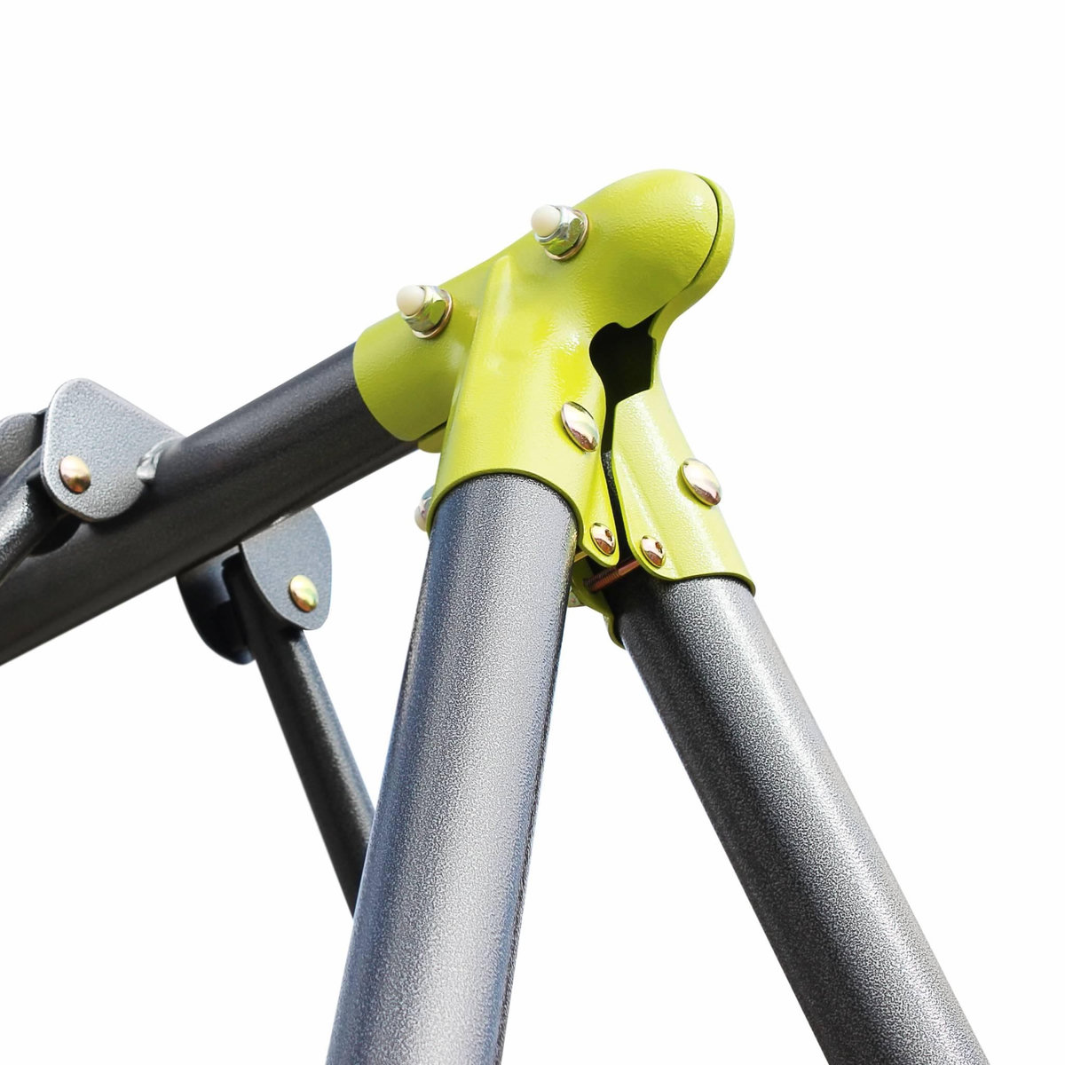 SWEEEK Balançoire 4 agrès Meltemi. portique 6 places avec 2 balançoires. 1 face à face et 1 nacelle. 223cm de hauteur. station de jeux extérieure