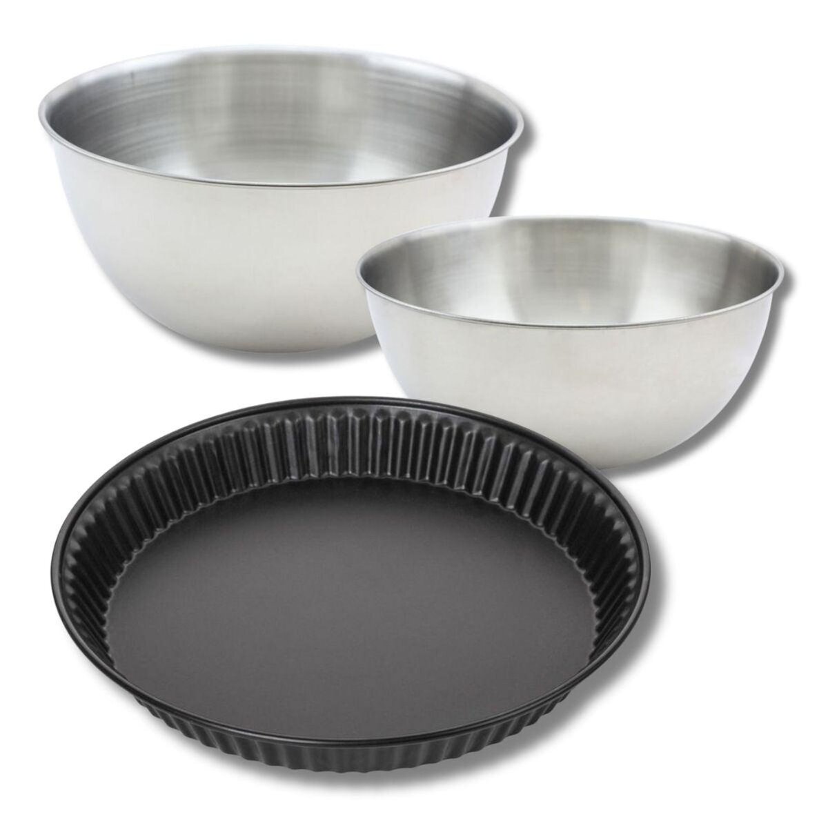 ZENKER Set pâtisserie avec moule à quiche Lorraine 28 cm, 2 bols à mixer et 1 spatule Zenker