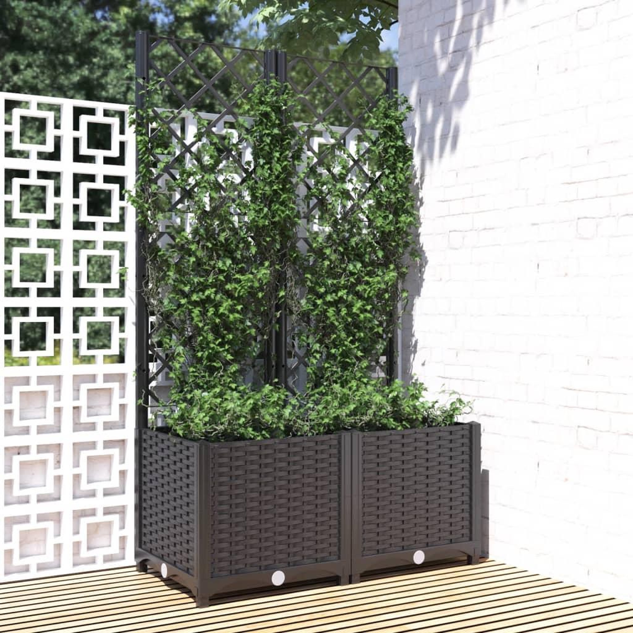 Voir la diapositive 1 : VIDAXL Jardiniere avec treillis Noir 80x40x136 cm PP