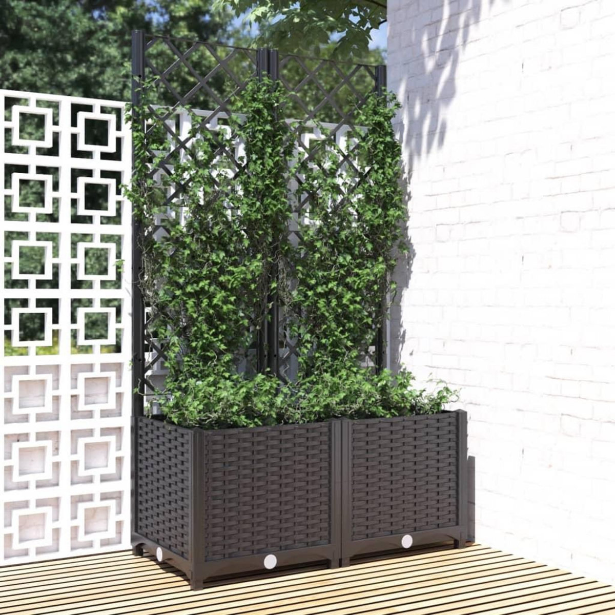 VIDAXL Jardiniere avec treillis Noir 80x40x136 cm PP