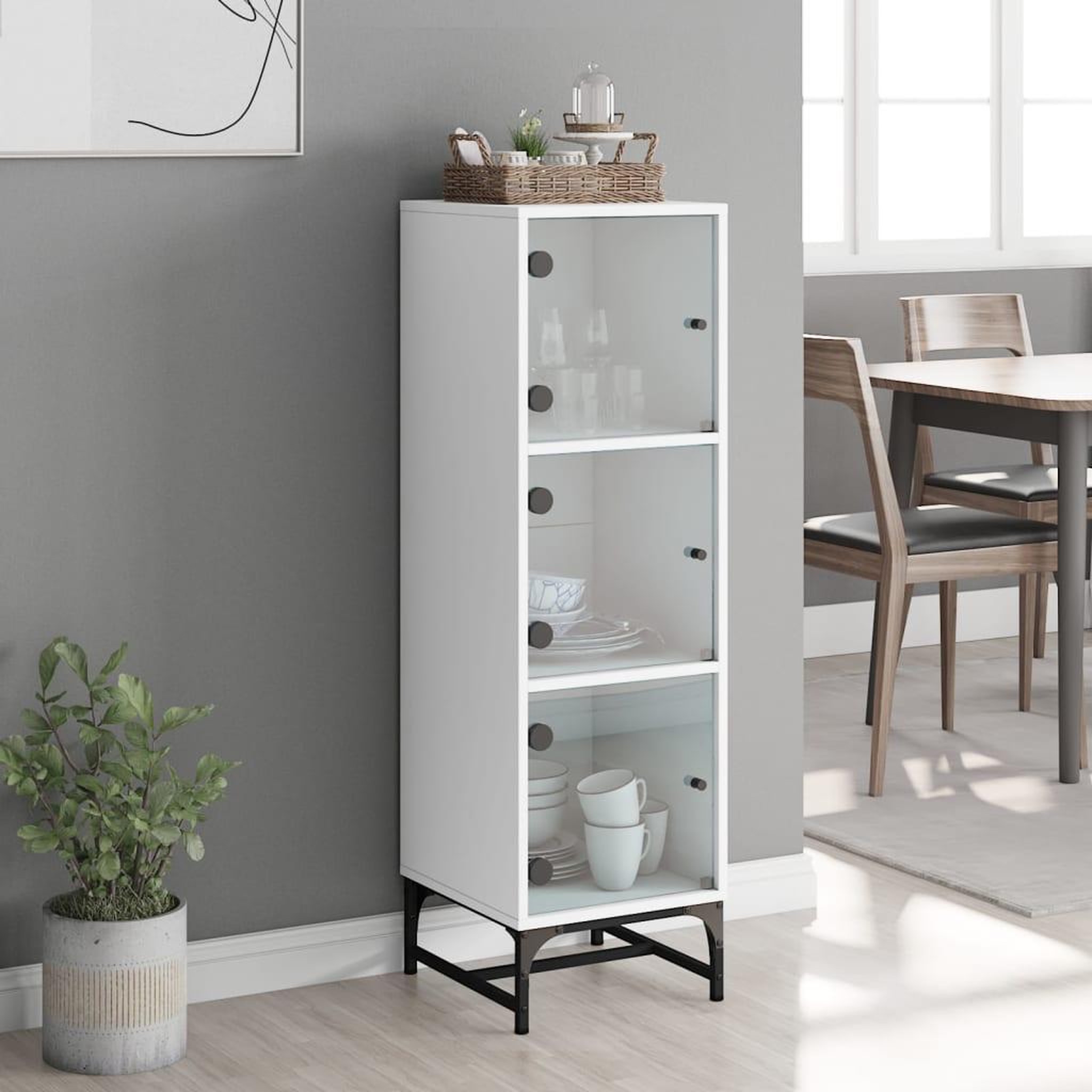 Voir la diapositive 3 : VIDAXL Buffet avec portes en verre blanc 35x37x120 cm