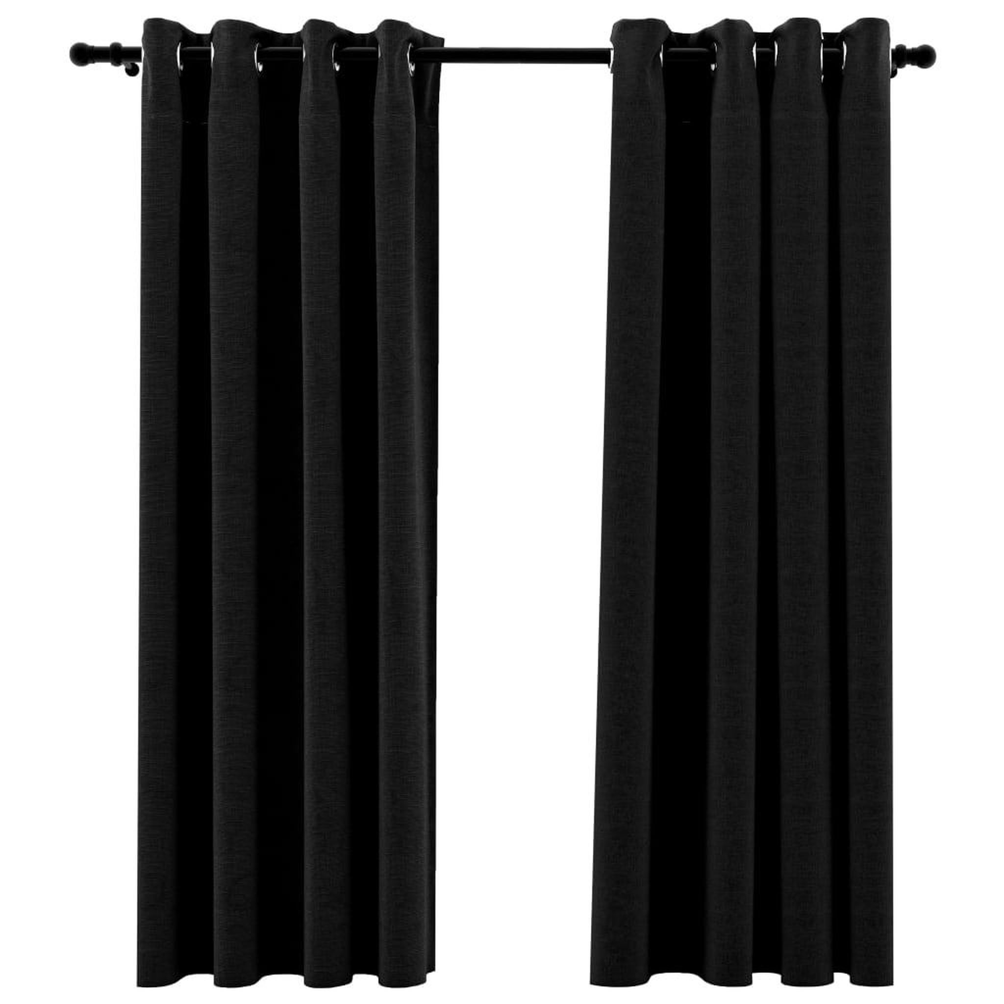 Voir la diapositive 2 : VIDAXL Rideaux occultants Aspect de lin 2 pcs Anthracite 140x175 cm