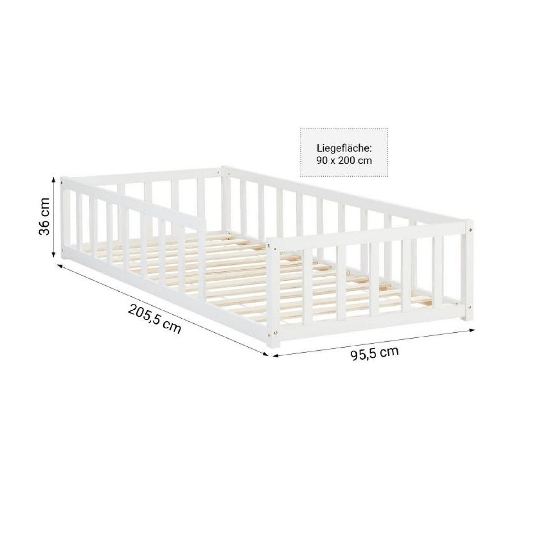 Voir la diapositive 3 : HomeStyle4U Lit de sol pour tout-petits 90x200 cm