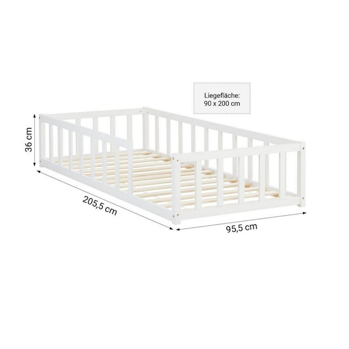 HomeStyle4U Lit de sol pour tout-petits 90x200 cm