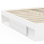 Voir la diapositive 5 : ID MARKET Cadre de lit double SALEM avec rangements et sommier 140 x 190 cm blanc