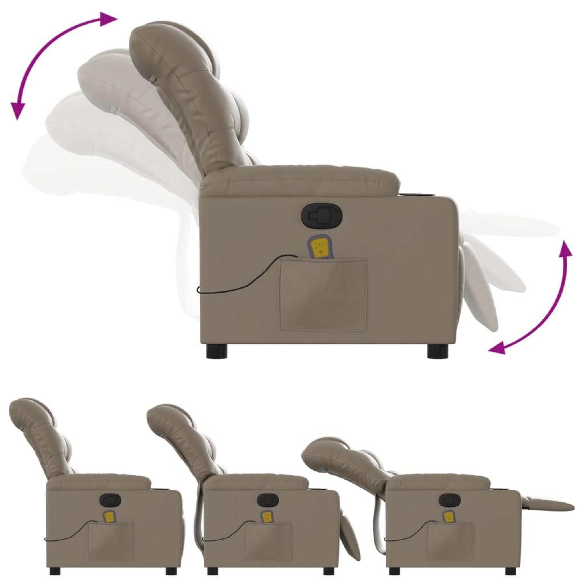 Voir la diapositive 5 : VIDAXL Fauteuil de massage inclinable Cappuccino Similicuir