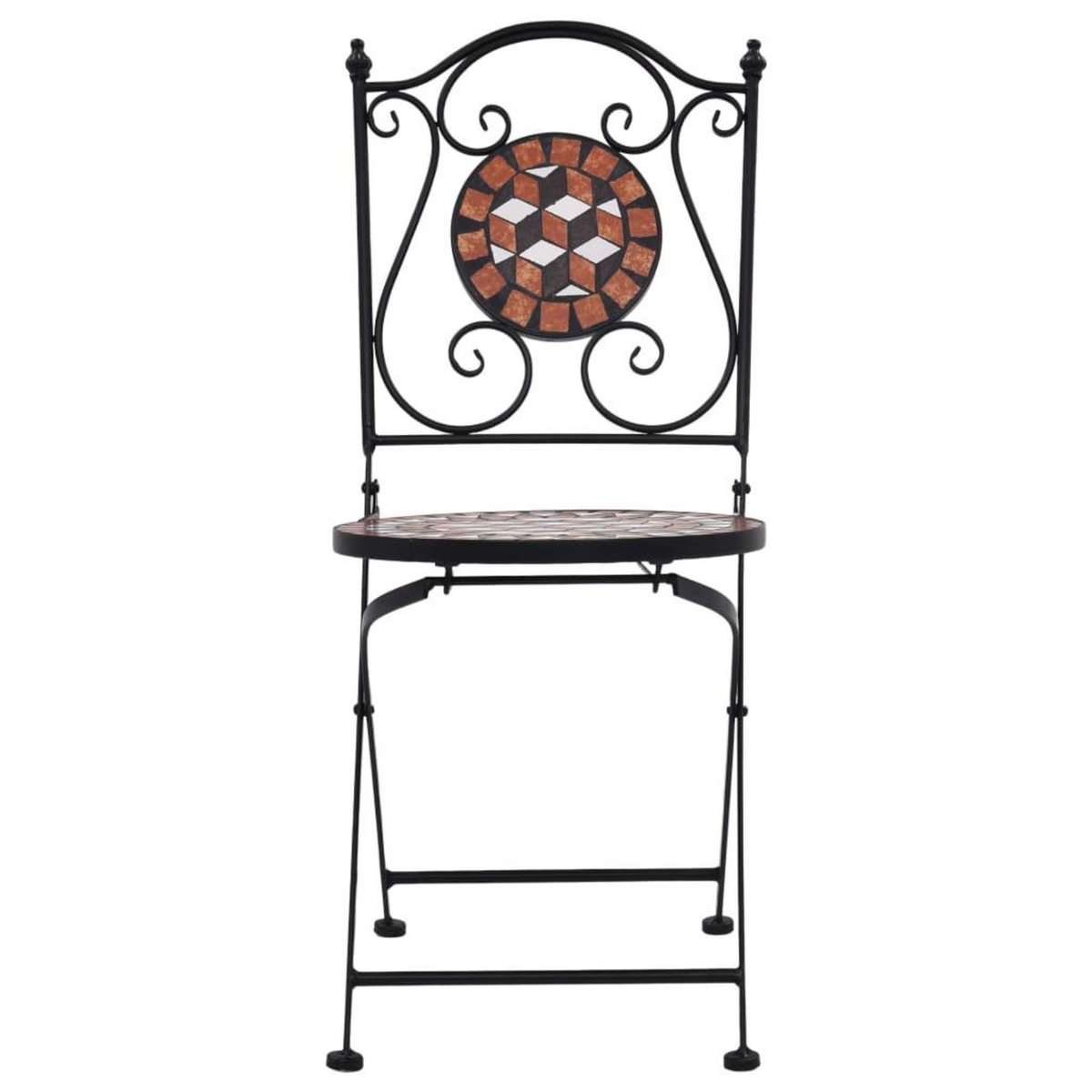 VIDAXL Chaises de bistrot mosaïque lot de 2 Marron Ceramique