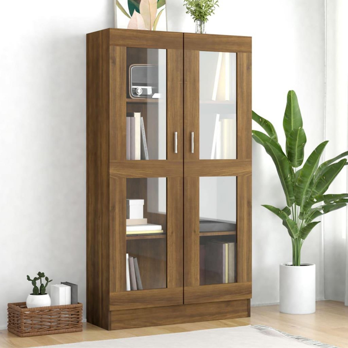 VIDAXL Armoire a vitrine Chene brun 82,5x30,5x150 cm Bois d'ingenierie