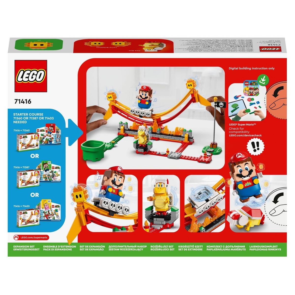 LEGO Super Mario 10586 Ensemble d'extension Le manège de la vague de lave, avec Figurines Frère Pyro et Bulle de Lave, Jouet à Combiner avec Pack de Démarrage