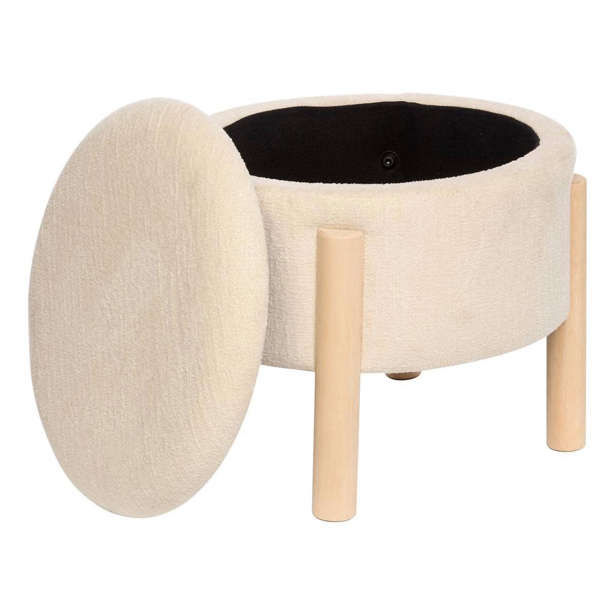 Voir la diapositive 2 : ATMOSPHERA Pouf coffre chenille  elki  45cm blanc