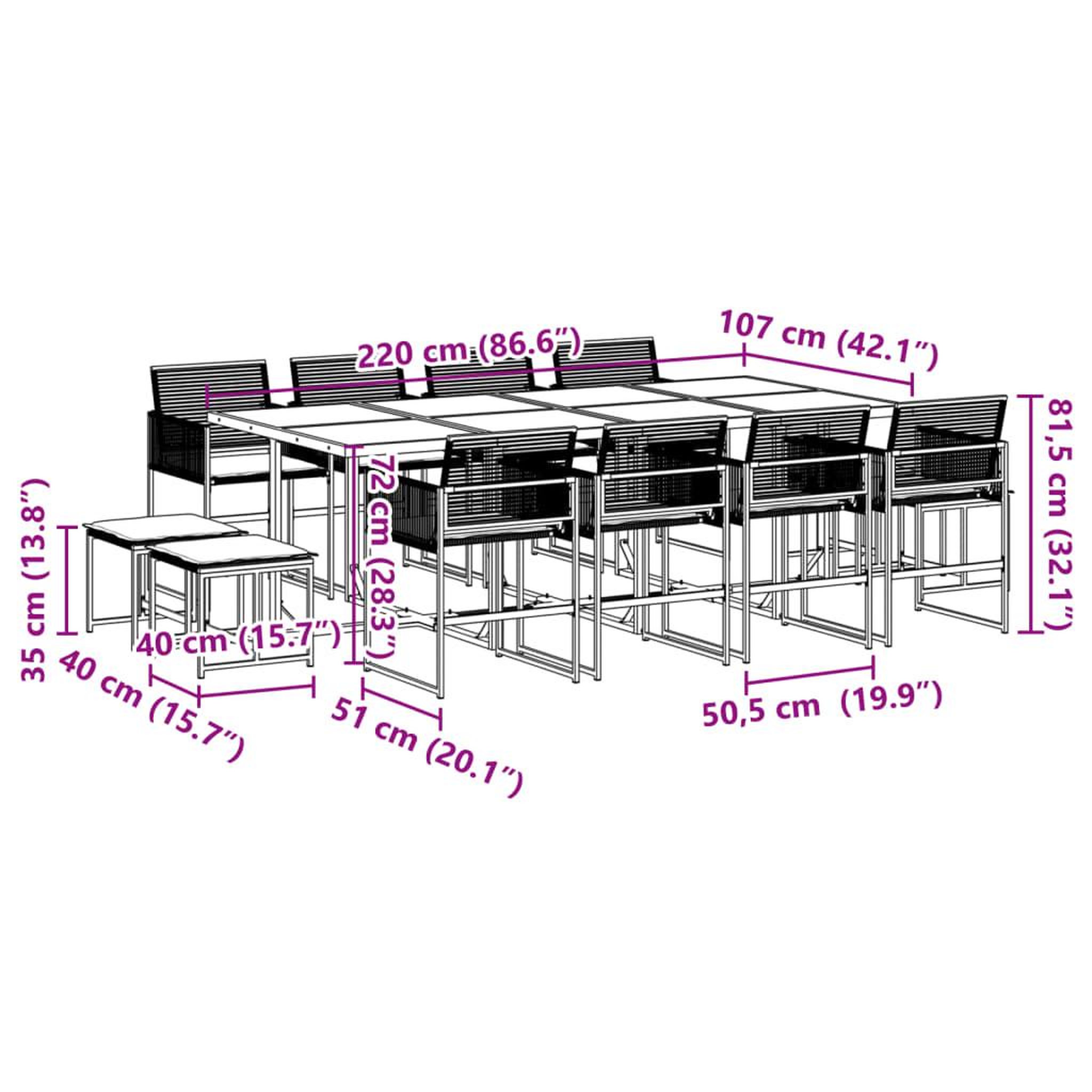 Voir la diapositive 6 : VIDAXL Ensemble a manger de jardin 13 pcs coussins noir resine tressee